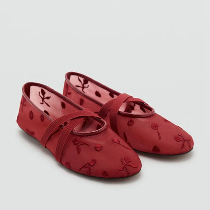 Embroidered Mesh Ballet Flats | Bellepasso 1