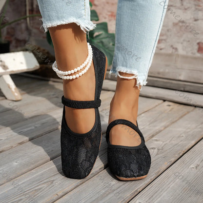 Pink Lace Flower Ballet Flats | Bellepasso