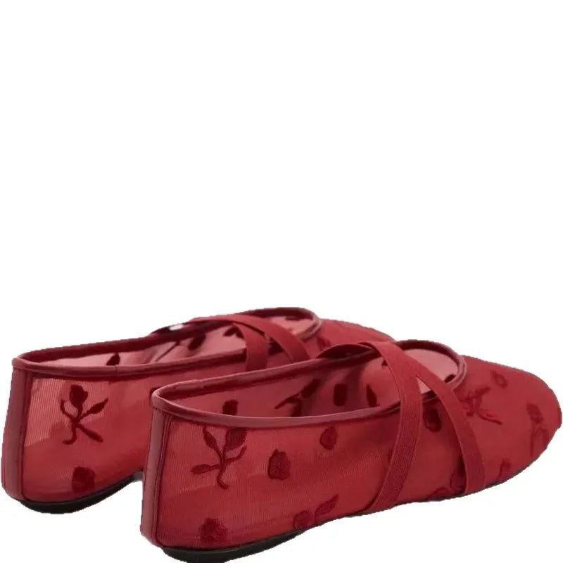 Embroidered Mesh Ballet Flats | Bellepasso 1