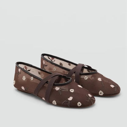 Embroidered Mesh Ballet Flats | Bellepasso 1
