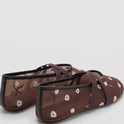 Embroidered Mesh Ballet Flats | Bellepasso 1