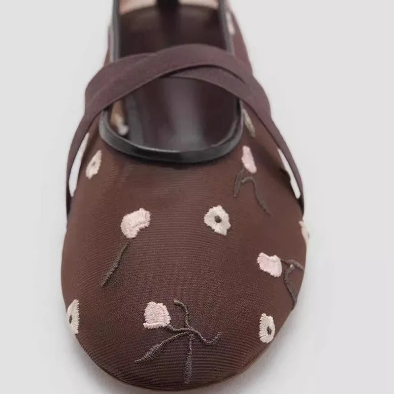 Embroidered Mesh Ballet Flats | Bellepasso 1